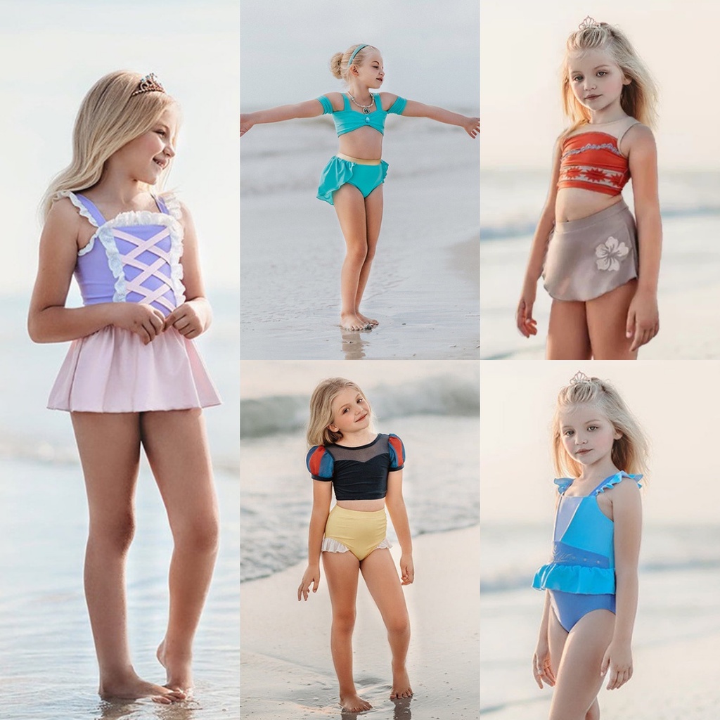 Áo Tắm Công Chúa | Bạch Tuyết | Moana | Jasmine | Rrapunzel | Elsa | Kích Thước 1-7y | Áo Tắm Nữ