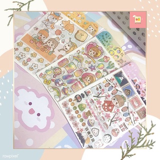 Nhãn dán set 4 tấm sticker nhiều chủ đề nhiều hình dễ thương