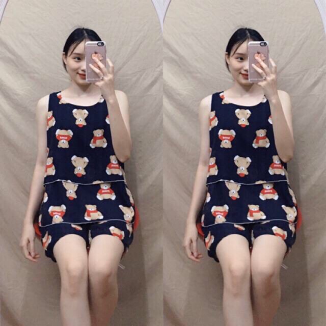 Bộ đồ bầu lanh lụa mùa hè quần đùi sooc