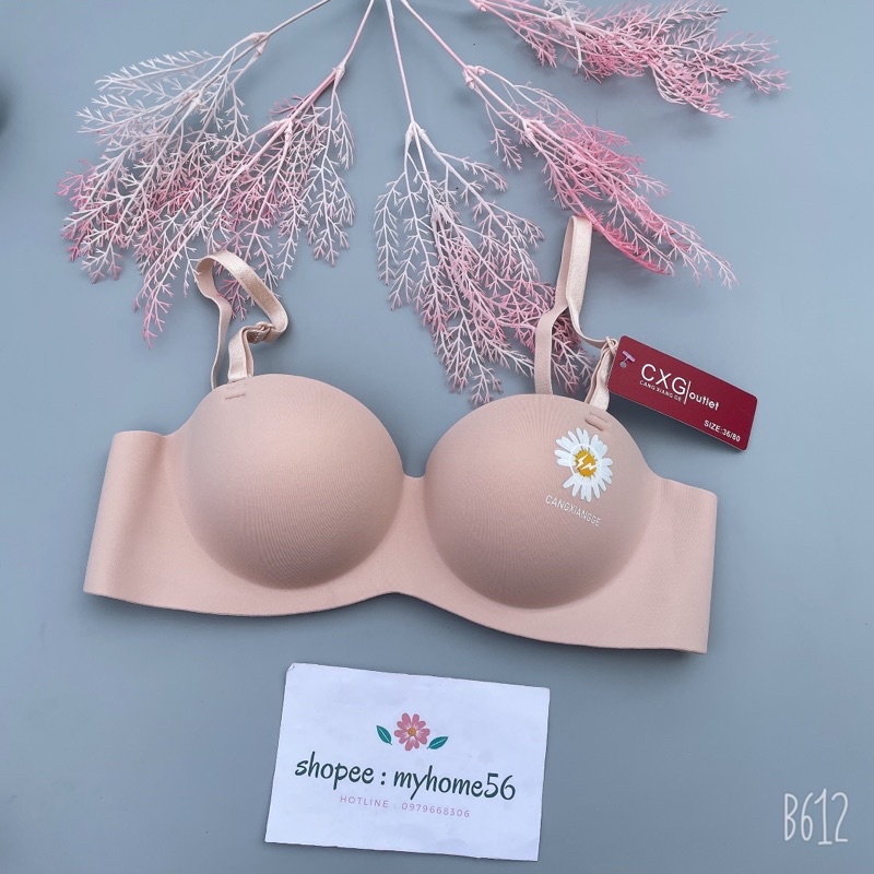 Áo ngực ko gọng quả ngang đệm dày siêu nâng ngực cao cấp hoa cúc a80