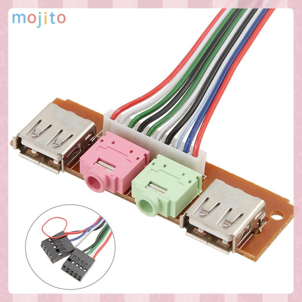 MOJITO I/0 Audio Output Input Dual USB Front Panel Board Cable for Computer Case