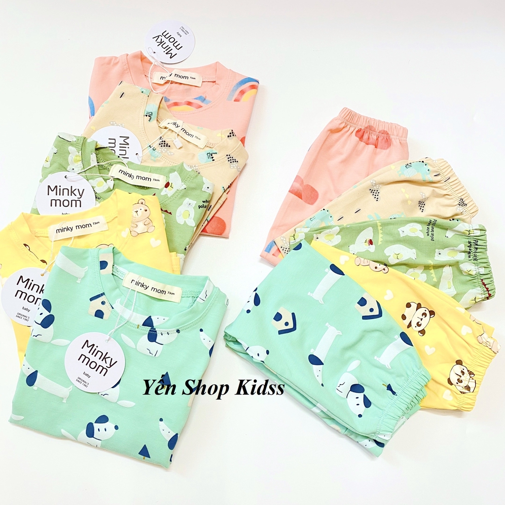 Bộ Cotton 100% Minky Mom   In Toàn Thân Họa Tiết Cầu Vồng- Gấu Trúc Dễ Thương Cho Bé (Sz từ 7-19kg) (SP001255 )