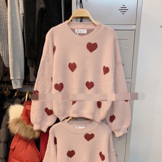 Áo len tim màu hồng siêu xinh