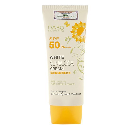 [ Hàng chính hãng] Kem Chống Nắng Hoa Cúc Trắng Da Sạch Nhờn Dabo Whitening Sunblock Cream Hàn Quốc (70ml)