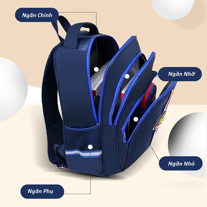 Balo chống gù, siêu nhẹ, phản quang dành cho học sinh lớp 1 size 37cm đựng vừa sổ a4 DAO-LT063