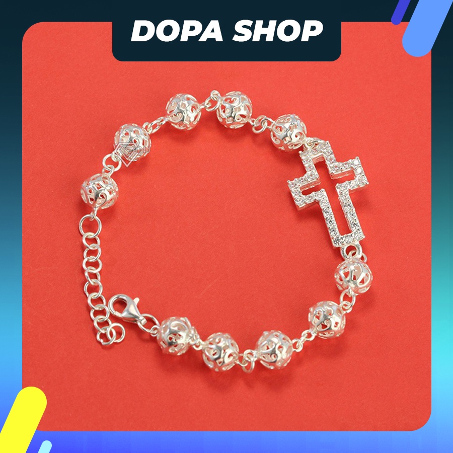 Lắc tay bạc hình thánh giá cho nữ đính đá LTN0189 - Trang Sức TNJ