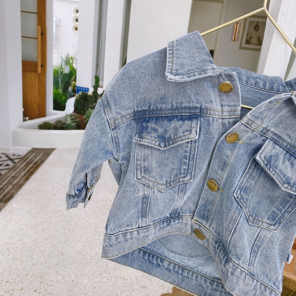 Áo Khoác Denim In Hình Mặt Cười Thời Trang Mùa Thu Cho Bé