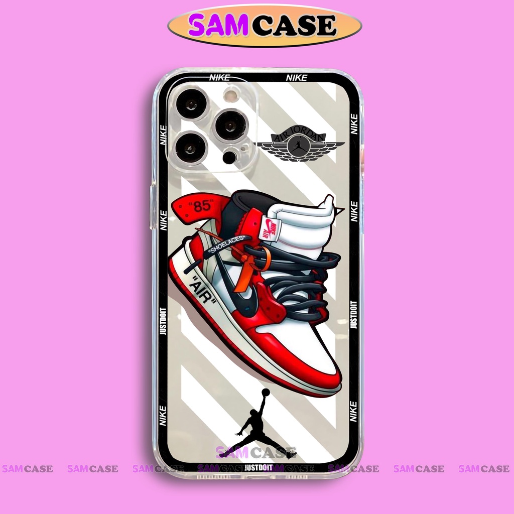 Ốp lưng iPhone Nike chống sốc cạnh viền vuông Silicon trong suốt cho iphone 6/6s/7/8/X/XS/11/12/13/14 Pro Plus Max