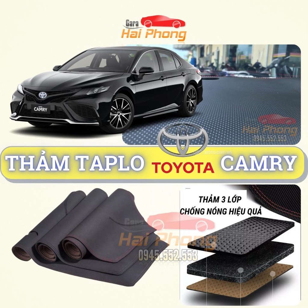 Thảm taplo Toyota Camry 2012 - 2021 dập vân Cacbon cao cấp, chống nóng ô tô hiệu quả