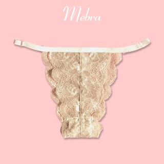 Quần lót nữ ren dây màu nude kiểu dáng sexy thương hiệu Mebra, ren hoa mềm co giãn thấm hút tốt không gấp nếp MED04