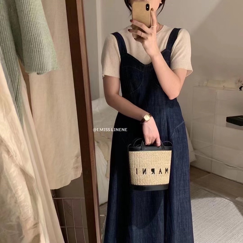 Yếm Váy Jean Dáng Xoè Phong Cách Hàn Quốc Theday