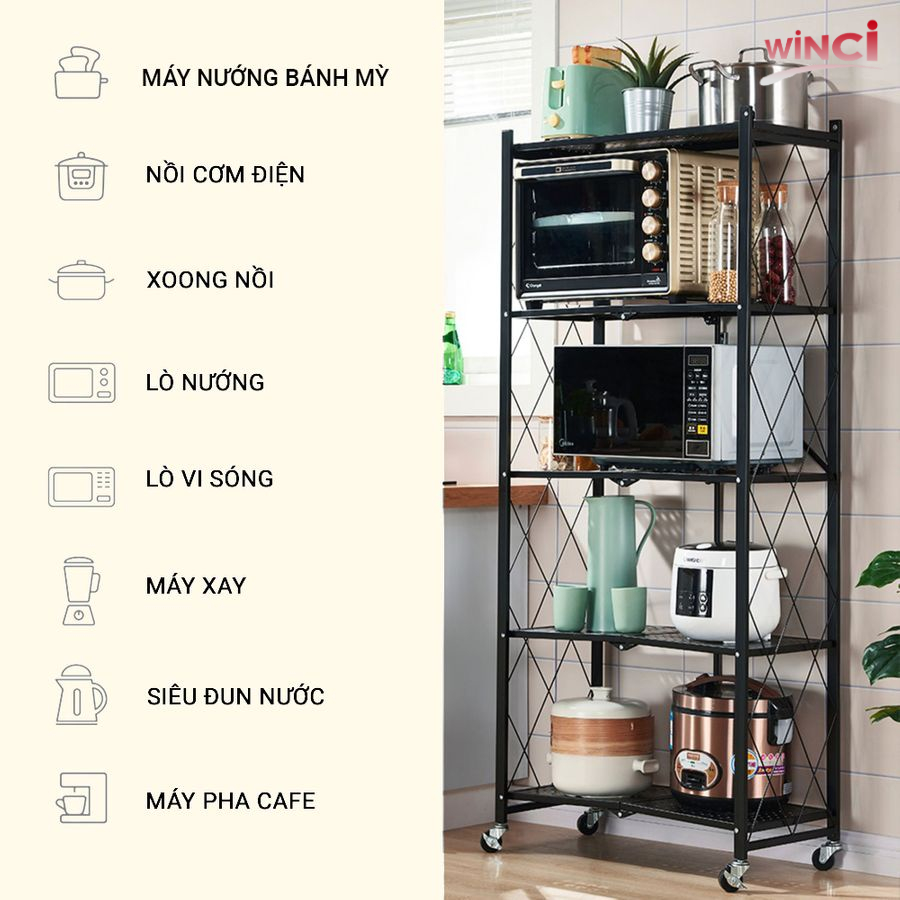 Kệ Gấp Gọn Để Đồ Đa Năng Nhà Bếp Winci, Thép Carbon Chống Gỉ Cao Cấp, WIN-KG02.