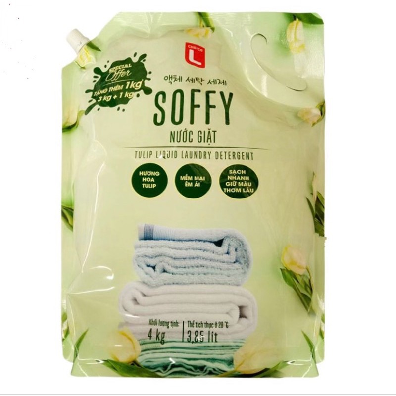 Nước Giặt Soffy Tulip Túi 4KG