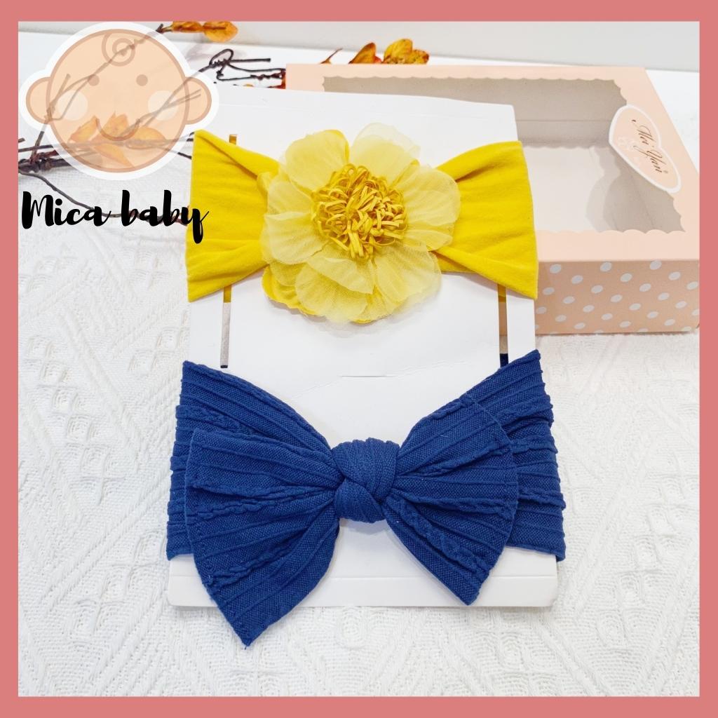 Set băng đô hoa voan kèm nơ gân đáng yêu có hộp đựng đáng yêu cho bé gái BD40 Mica Baby