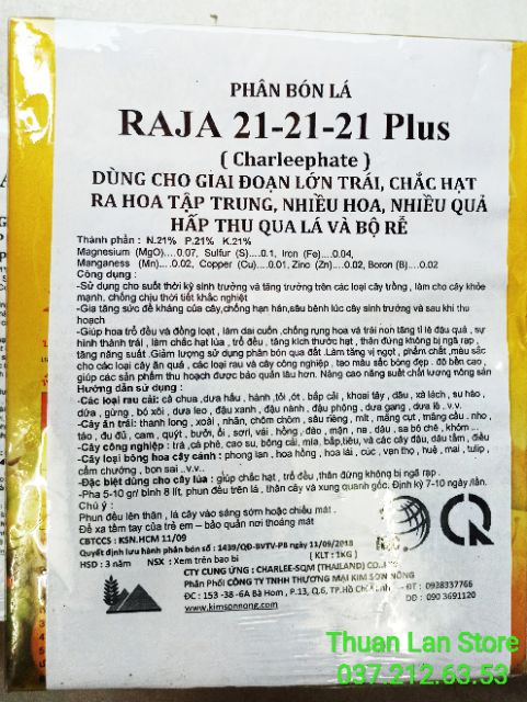 Phân Bón Lá Thái Lan RAJA 21-21-21 Plus hộp 1kg