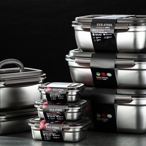 Hộp Đựng Thức Ăn Bằng Inox 304 Hình Chữ Nhật Có Nắp Đậy Kín Nhỏ Gọn Tiện Lợi