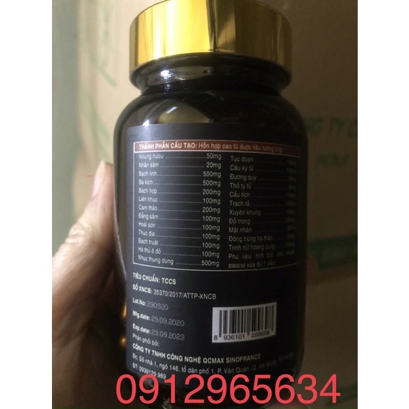 Sâm nhung bổ thận tăng cường sinh lực sức khoẻ cho nam và nữ hiệu quả an toàn chính hãng 30 viên