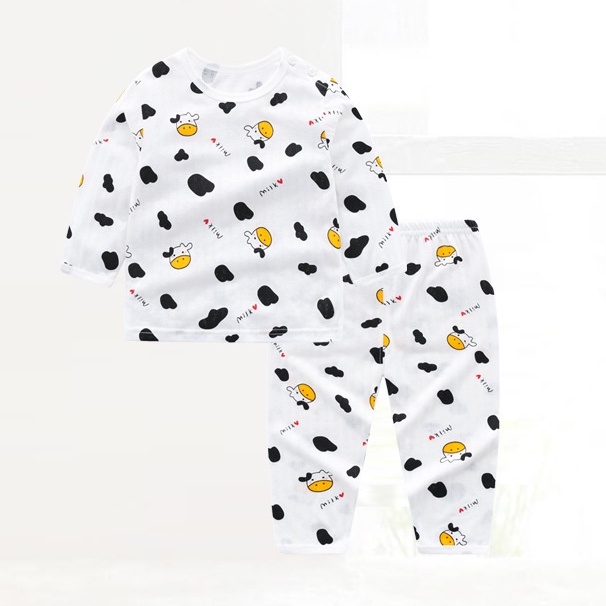 Soffny Bộ Đồ Ngủ Tay Dài Vải Cotton Sợi Tre Thời Trang Mùa Hè Cho Bé