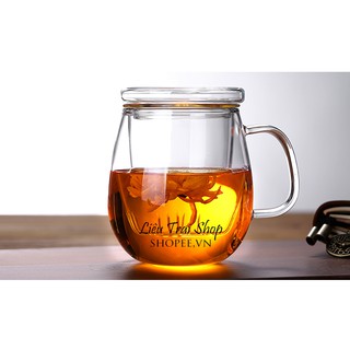 Ly pha trà thuỷ tinh chịu nhiệt ba mảnh cốc pha trà ly văn phòng 500ml