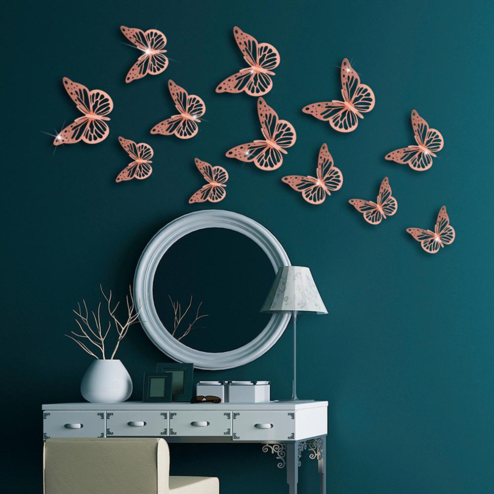 Set 12 Miếng Dán Tường Hình Bướm DIY Trang Trí Tiệc Cưới