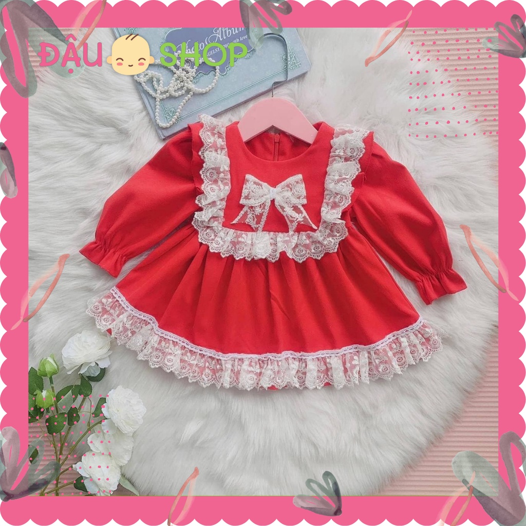 Đầm nhung đỏ S013 cho bé yêu diện Noel và Tết (6-13 kg)