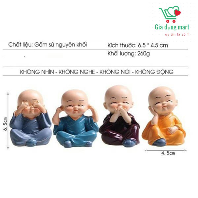  Bộ tượng tứ không [ 45 x 53 mm ] 4 chú tiểu