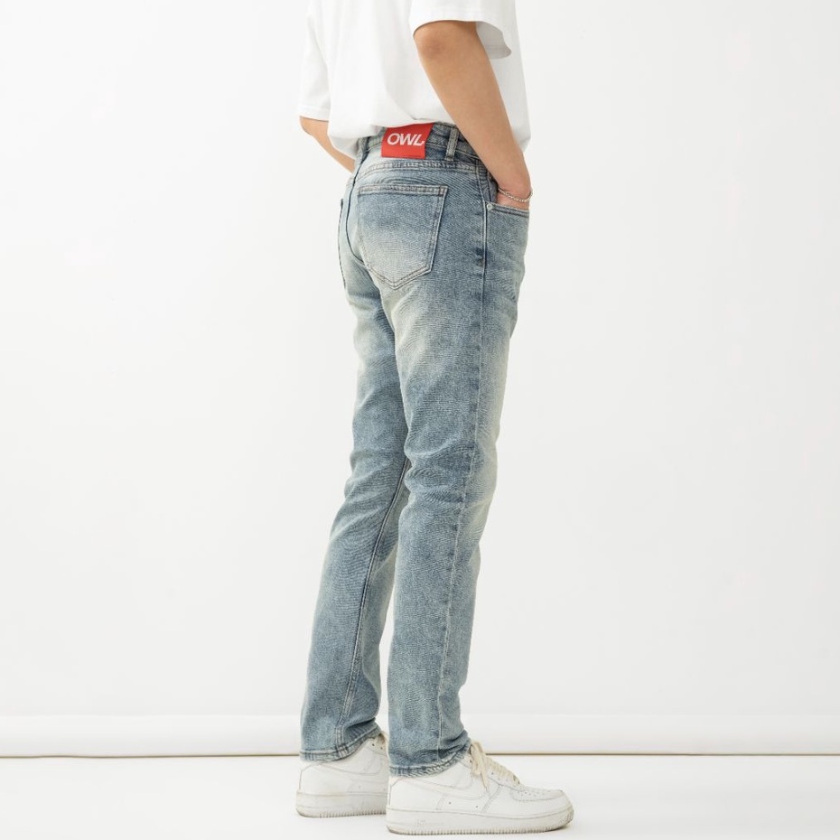 OWL BRAND® BASIC SLIM JEANS - Quần jeans dài ống suông / Xanh