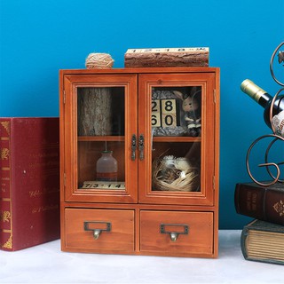 Tủ Gỗ Đựng Đồ Để Bàn Phong Cách Retro
