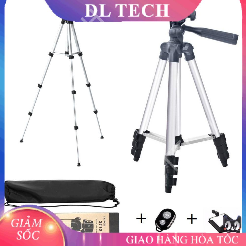 Chân máy ảnh Tripod 3110 tặng Giá kẹp điện thoại, Remote bluetooth và Túi đựng DL TECH