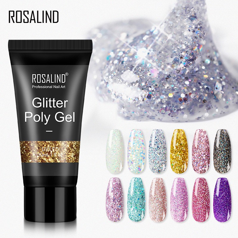 ✨Nhân Vật ROSALIND Trong ROSALIND✨ Gel Poly 30ml 12 Màu Lấp Lánh Thời Trang Dùng Nối Dài Móng Nhanh Chóng