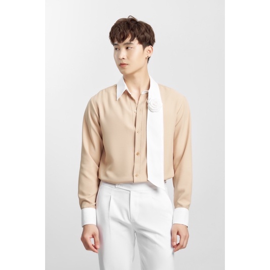 ÁO SƠ MI NAM THIẾT KẾ CỔ BEIGE