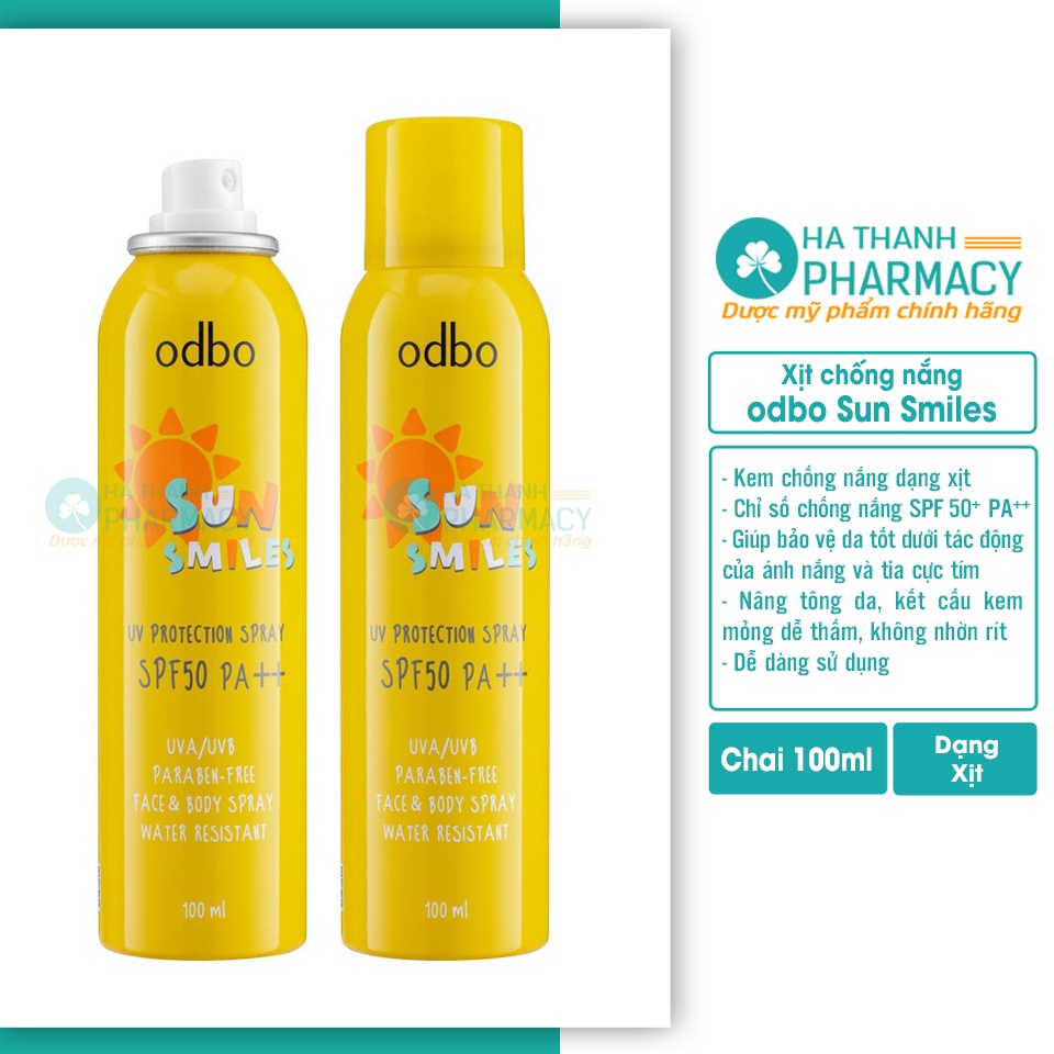 Xịt chống nắng da toàn thân Odbo Sun Smile chai xịt sịt chống nắng dạng xịt body UV Protection spf 50 pa++ 100ml