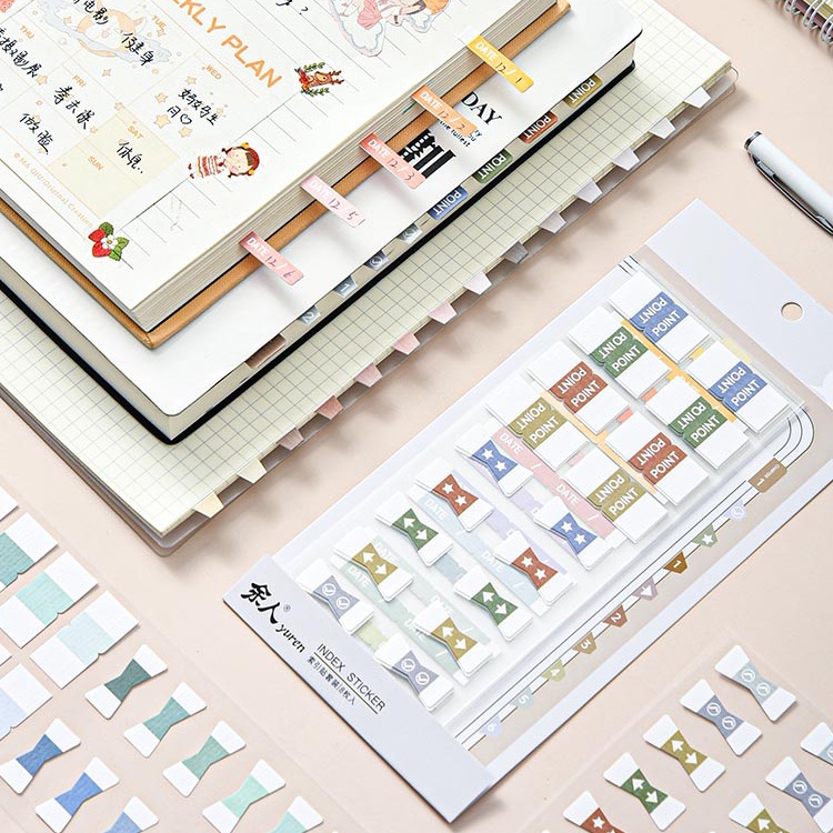 Bộ 8 Giấy Dán Ghi Chú Hai Mặt Màu Macaron Phong Cách Retro