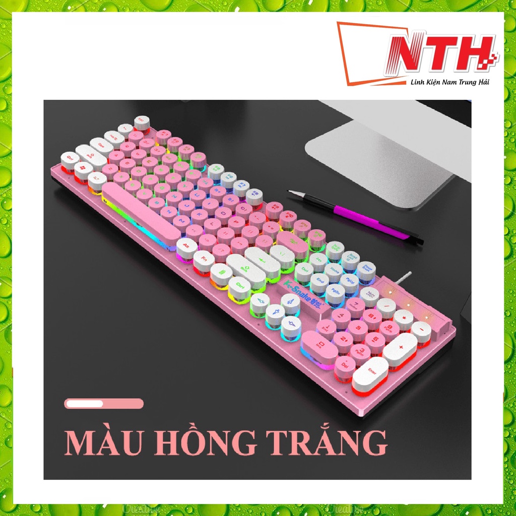 Bàn phím giả cơ K-SNAKE K4 NÚT TRÒN thế hệ mới phối màu cực đẹp với đèn led xuyên phím dành cho game thủ - NTH
