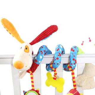 Baby Lovely Plush Dog Crib Spiral Toys Colorful Wrap Around Stroller Toy Baby