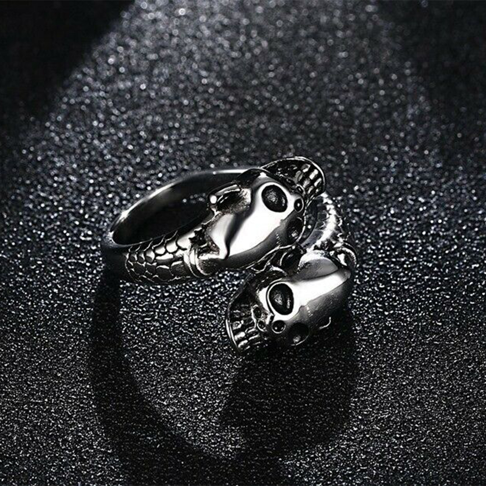 MELODG Rock Rap Vintage Stainless Jewelry Finger Skull Head Ring