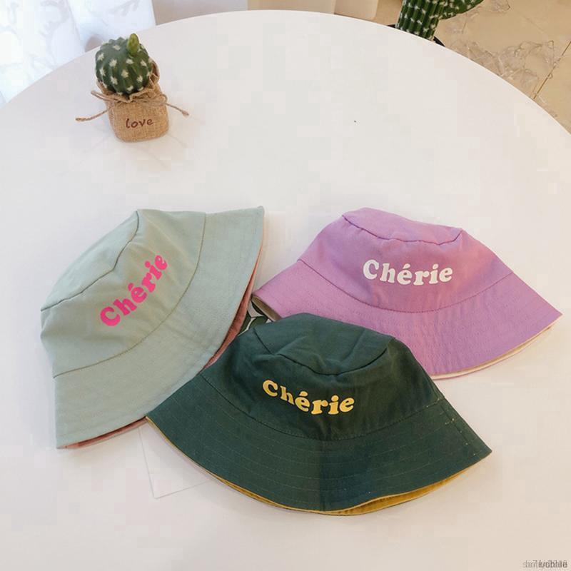 Mũ Rộng Vành Bằng Cotton In Chữ Cho Bé
