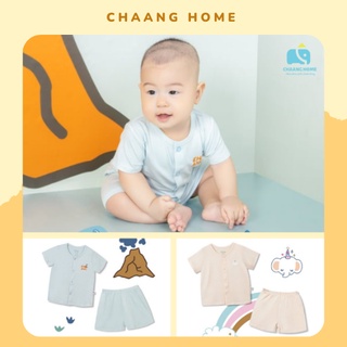 Chaang bộ cộc tay cúc giữa Dino cho bé, cộc tay cotton