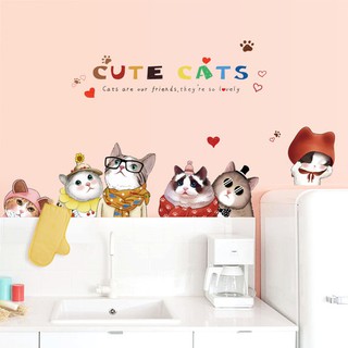 decal dán tường mèo cute