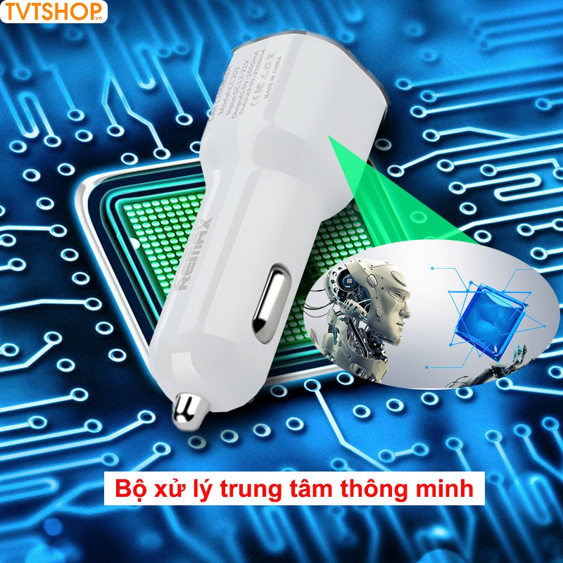 Sạc điện thoại trên xe ô tô, cục sạc điện thoại xe hơi, củ sạc 2 cổng usb TVT-190