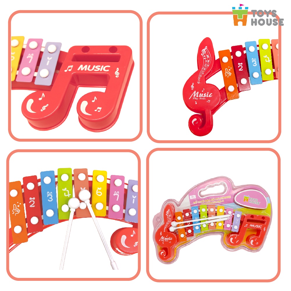 Đồ chơi đàn gõ Xylophone cho bé 8 phím hình nốt nhạcToyshouse 683-2