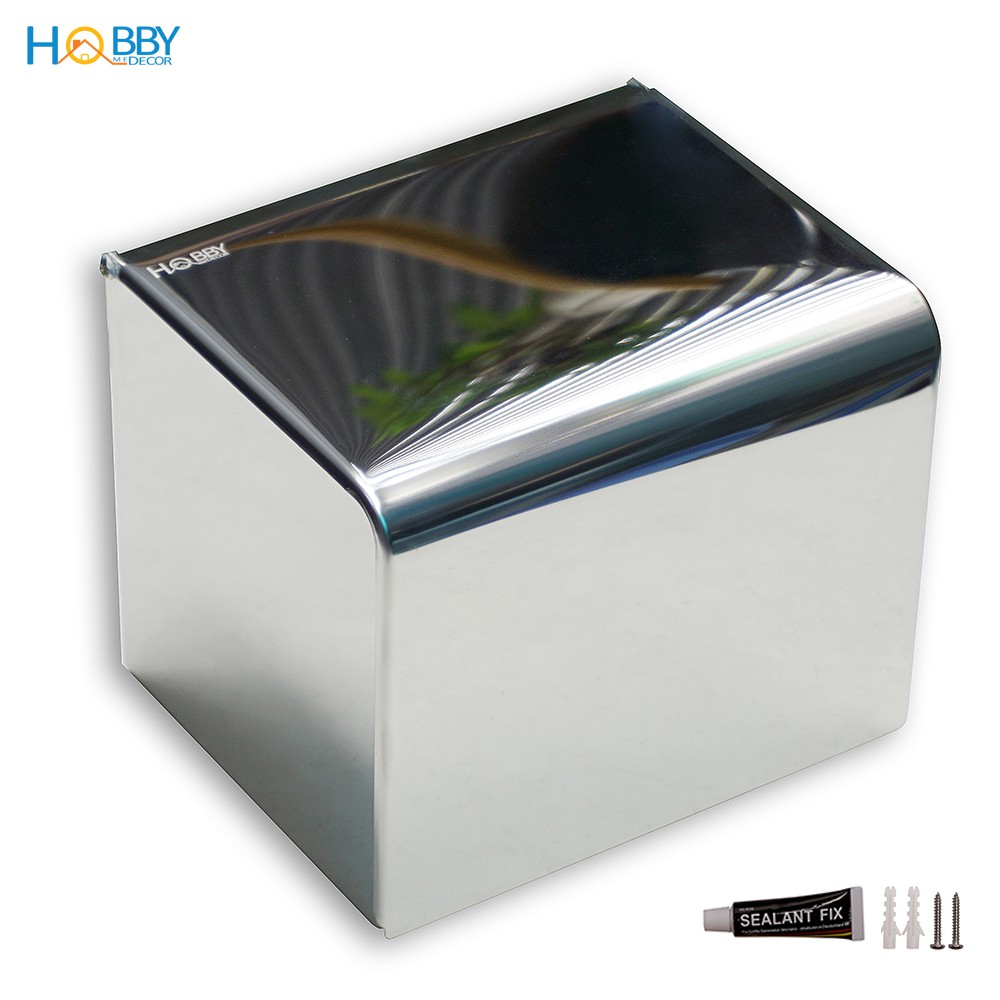 Hộp đựng cuộn giấy vệ sinh toilet HOBBY HOME DECOR G14 dán tường chuẩn Inox 304 - kèm keo dán tường và đinh ốc