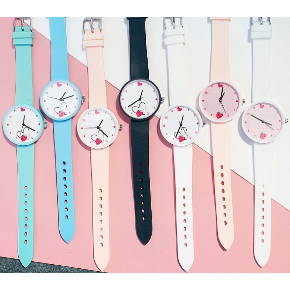 ĐỒNG HỒ NƯ DÂY CAO SU HAZO 358 TRÁI TIM VÀ DÂU TÂY HOT 2019 | BigBuy360 - bigbuy360.vn