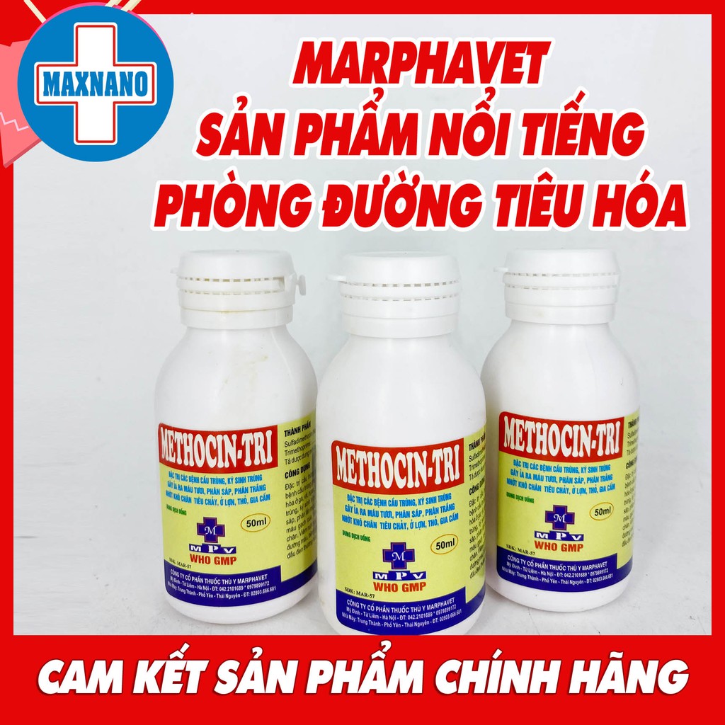 METHOCIN-TRI 50ml phòng bệnh đường ruột trên gà, vit, ngan, chó, mèo, thú cảnh, chim cảnh