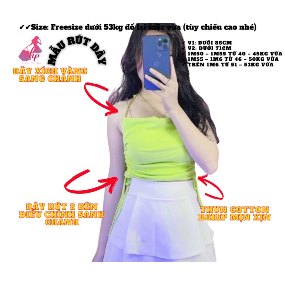 Áo hai dây nữ croptop đẹp ôm body rút eo  phối xích cực dễ thương mẫu mới thời trang 2021 phong cách hàn-A24   -TEEN