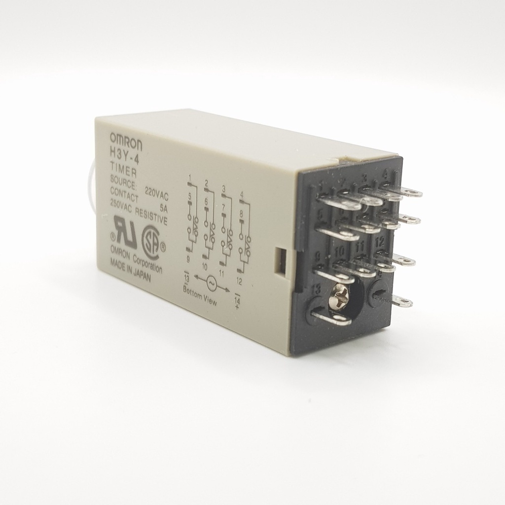 Rơ le 220V 10 giây, Relay thời Gian Timer Omron H3Y-4 14P 220V, H3Y-4, rơ le thời gian