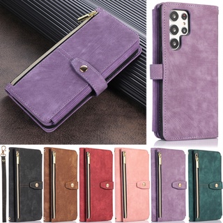 Ốp Điện Thoại Da Pu Mềm Dạng Ví Có Khóa Kéo Cho Samsung Galaxy A51 A71 A10 A20 A30 A50 A70 A30S A50S A21S A12 Deluxe