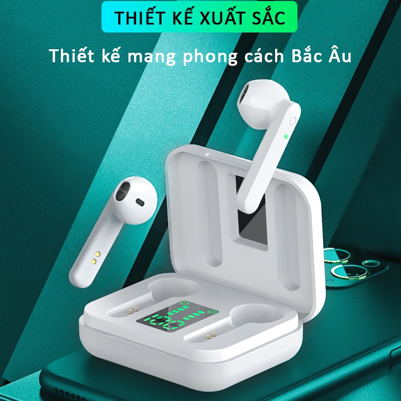 Tai nghe không dây TWS bluetooth mini true wireless pin trâu chống ồn có mic màn LED gaming thể thao - SIDOTECH Air1S