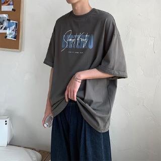 Fashion Loose T Shirt Men Short Sleeve T-Shirt Street Student Couples Dress Large Size