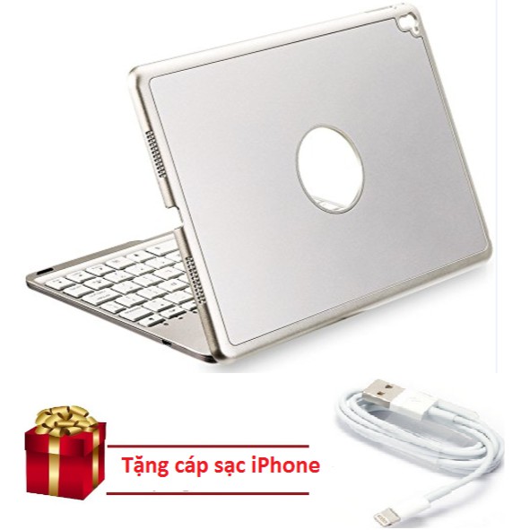 Bàn phím Bluetooth kiêm ốp lưng cho iPad Air 2 (Bạc) tặng cáp sạc iPhone